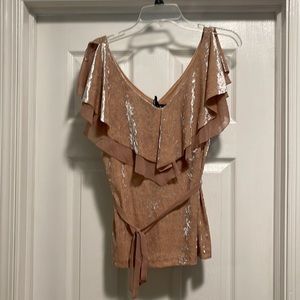 WHBM Velvet flounce top size S